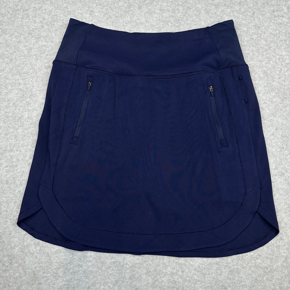 Athleta Fairway Golf Skort Womens S Navy Blue 18" Stretchy Pull On Zip Pockets